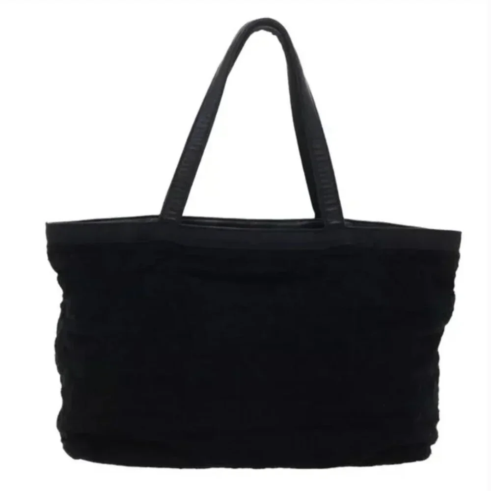 Chanel Tote Bag Pile Black Auth